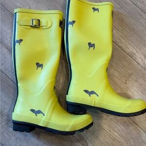 Joules Wellies Rain Boots Dogs Pugs Women’s Shoes Rainboots Size 8